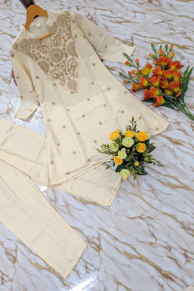 Silk Crepe Wide Leg Palazzo Pants | Ethnic Wear | Purple & White - Rosepetals Luxe