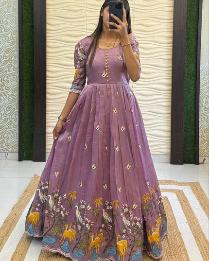 Soft Crush Heritage Embroidery Gown - Rosepetals Luxe