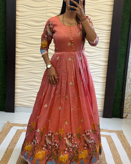 Soft Crush Heritage Embroidery Gown - Rosepetals Luxe