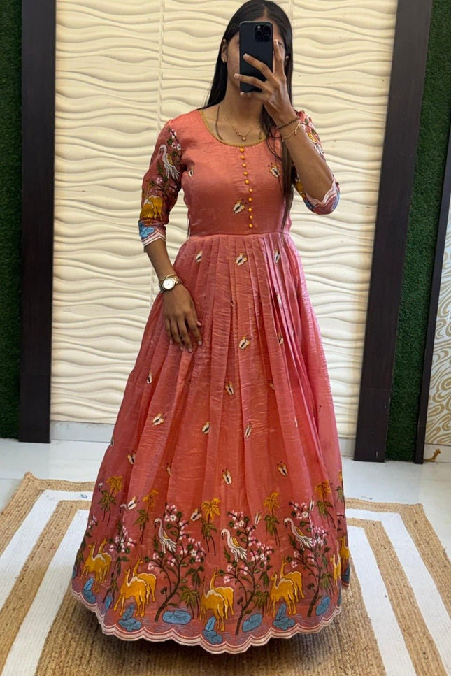 Soft Crush Heritage Embroidery Gown - Rosepetals Luxe