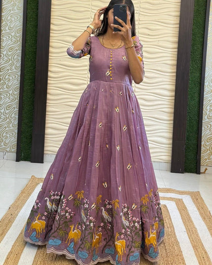 Soft Crush Heritage Embroidery Gown - Rosepetals Luxe