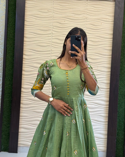 Soft Crush Heritage Embroidery Gown - Rosepetals Luxe