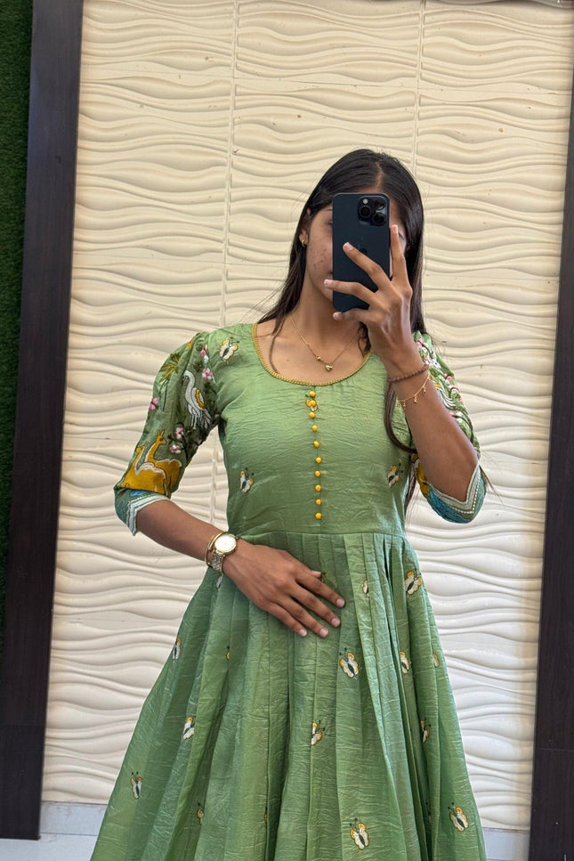 Soft Crush Heritage Embroidery Gown - Rosepetals Luxe