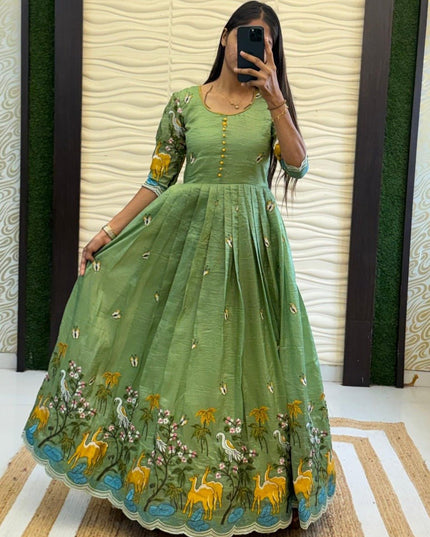Soft Crush Heritage Embroidery Gown - Rosepetals Luxe