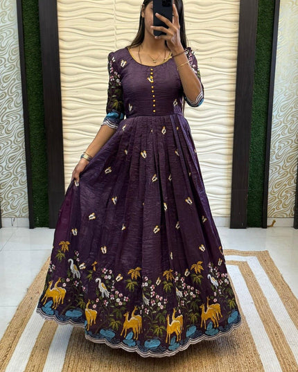 Soft Crush Heritage Embroidery Gown - Rosepetals Luxe
