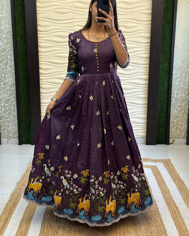 Soft Crush Heritage Embroidery Gown - Rosepetals Luxe