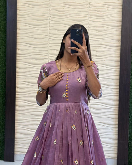 Soft Crush Heritage Embroidery Gown - Rosepetals Luxe