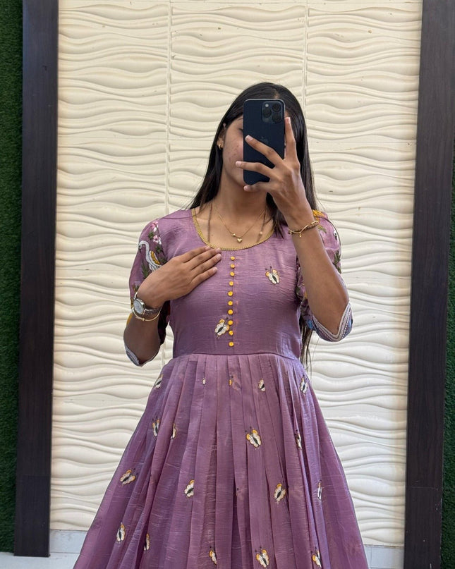 Soft Crush Heritage Embroidery Gown - Rosepetals Luxe