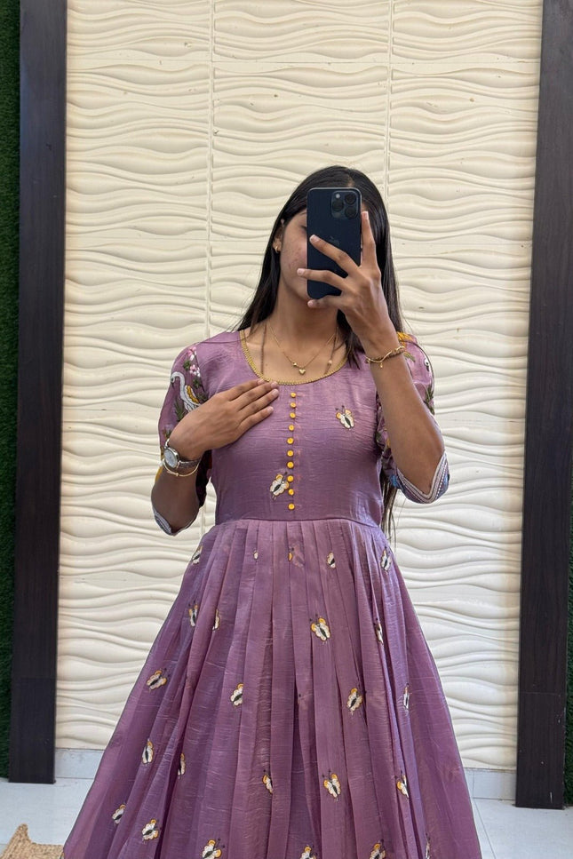 Soft Crush Heritage Embroidery Gown - Rosepetals Luxe