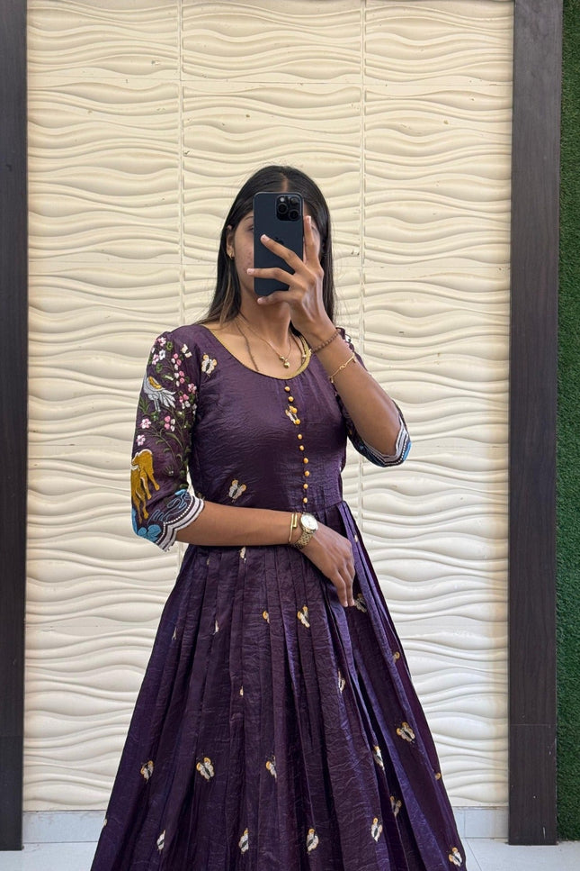 Soft Crush Heritage Embroidery Gown - Rosepetals Luxe
