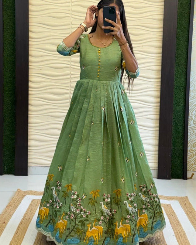 Soft Crush Heritage Embroidery Gown - Rosepetals Luxe