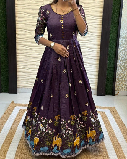 Soft Crush Heritage Embroidery Gown - Rosepetals Luxe