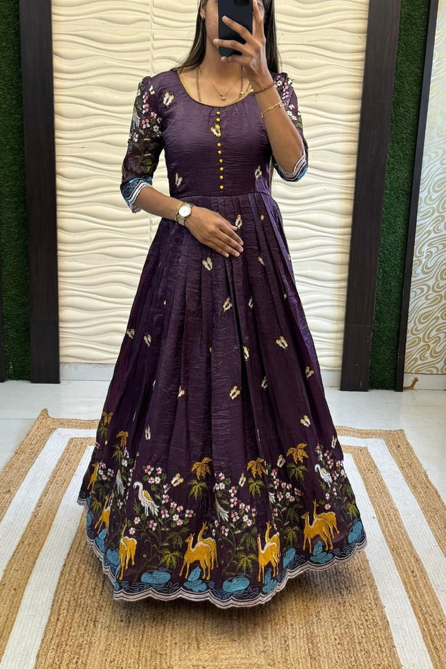 Soft Crush Heritage Embroidery Gown - Rosepetals Luxe