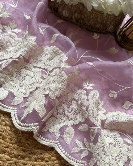 Soft Georgette Sequin Embroidery Saree | Backpatch Border & Fumka Pallu - Rosepetals Luxe