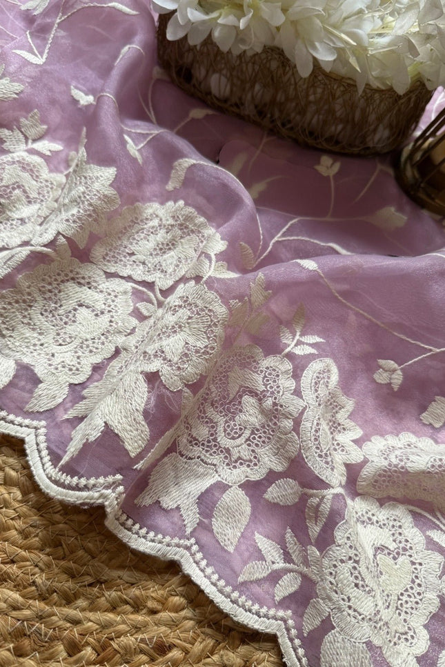 Soft Georgette Sequin Embroidery Saree | Backpatch Border & Fumka Pallu - Rosepetals Luxe