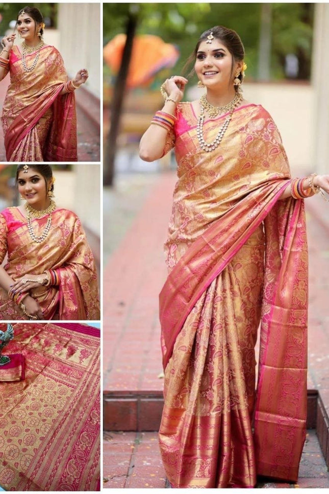 Soft Lichi Silk Saree | All-Over Jacquard Work & Rich Pallu | 19 Colours - Rosepetals Luxe
