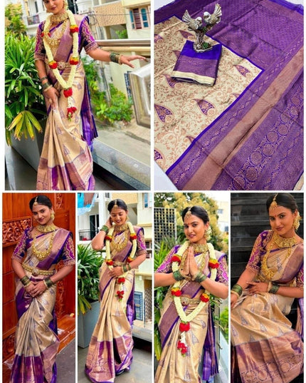 Soft Lichi Silk Saree | All-Over Jacquard Work & Rich Pallu | 19 Colours - Rosepetals Luxe