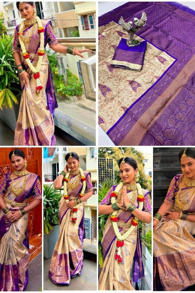 Soft Lichi Silk Saree | All-Over Jacquard Work & Rich Pallu | 19 Colours - Rosepetals Luxe