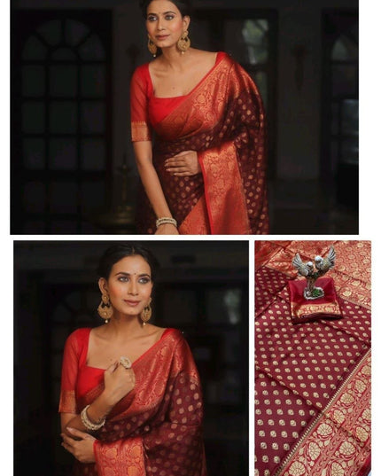 Soft Lichi Silk Saree | All-Over Jacquard Work & Rich Pallu | 19 Colours - Rosepetals Luxe