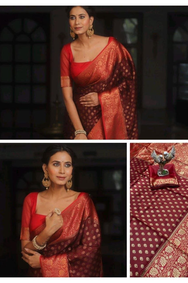 Soft Lichi Silk Saree | All-Over Jacquard Work & Rich Pallu | 19 Colours - Rosepetals Luxe