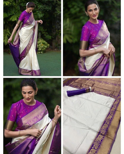 Soft Lichi Silk Saree | All-Over Jacquard Work & Rich Pallu | 19 Colours - Rosepetals Luxe