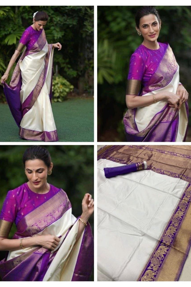 Soft Lichi Silk Saree | All-Over Jacquard Work & Rich Pallu | 19 Colours - Rosepetals Luxe