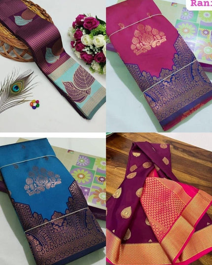 Soft Lichi Silk Saree | All-Over Jacquard Work & Rich Pallu | 19 Colours - Rosepetals Luxe