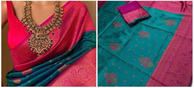 Soft Lichi Silk Saree | All-Over Jacquard Work & Rich Pallu | 19 Colours - Rosepetals Luxe