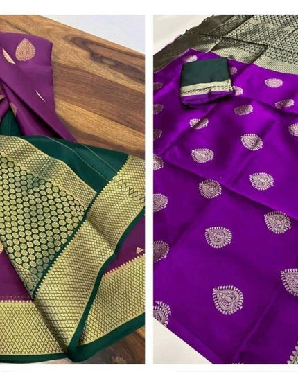 Soft Lichi Silk Saree | All-Over Jacquard Work & Rich Pallu | 19 Colours - Rosepetals Luxe
