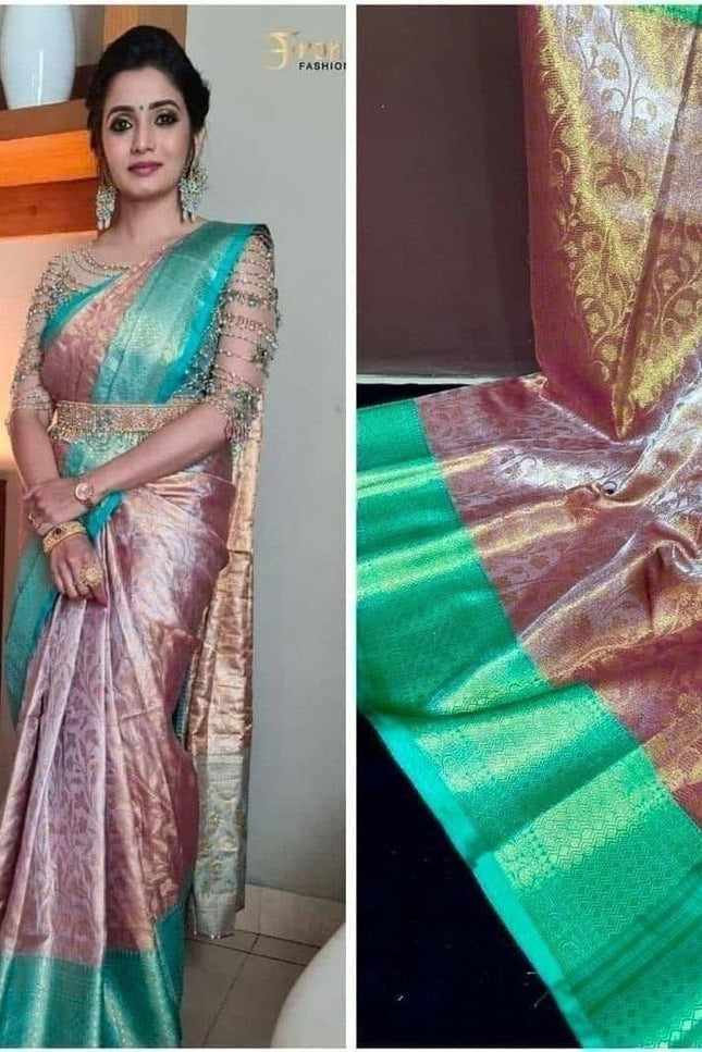Soft Lichi Silk Saree | All-Over Jacquard Work & Rich Pallu | 19 Colours - Rosepetals Luxe