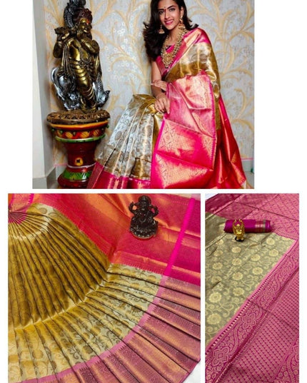 Soft Lichi Silk Saree | All-Over Jacquard Work & Rich Pallu | 19 Colours - Rosepetals Luxe