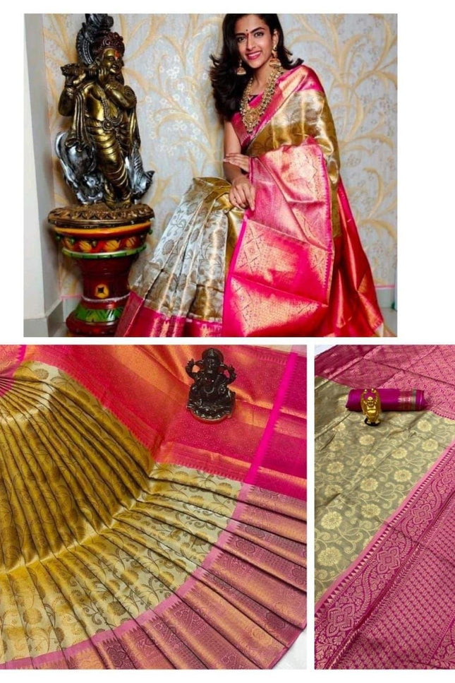 Soft Lichi Silk Saree | All-Over Jacquard Work & Rich Pallu | 19 Colours - Rosepetals Luxe