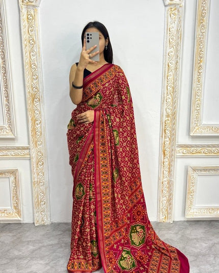 Soft Malmal Cotton Silk Printed Saree with Contrast Border | Daily & Office Wear - Rosepetals Luxe