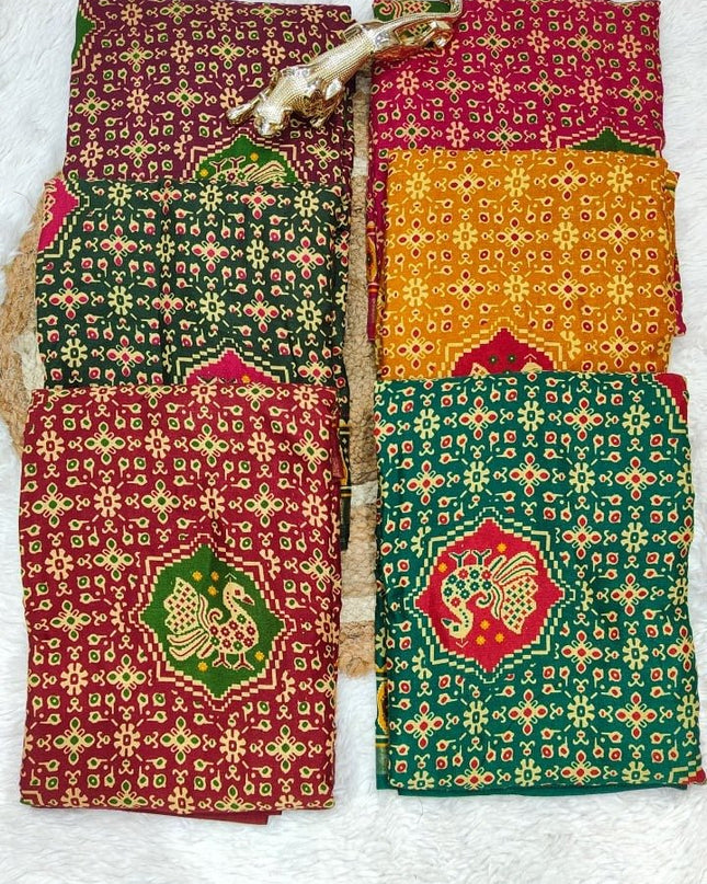 Soft Malmal Cotton Silk Printed Saree with Contrast Border | Daily & Office Wear - Rosepetals Luxe