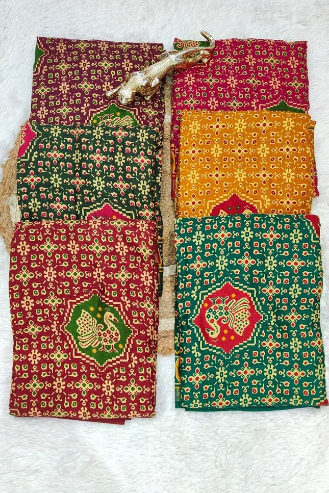 Soft Malmal Cotton Silk Printed Saree with Contrast Border | Daily & Office Wear - Rosepetals Luxe