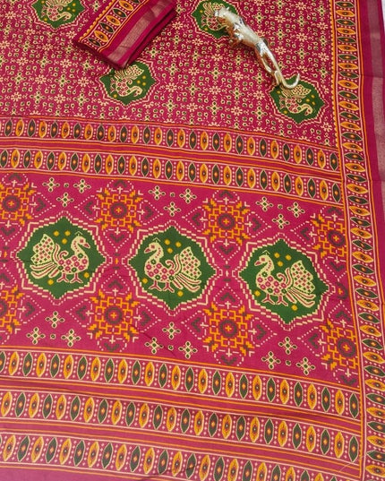 Soft Malmal Cotton Silk Printed Saree with Contrast Border | Daily & Office Wear - Rosepetals Luxe