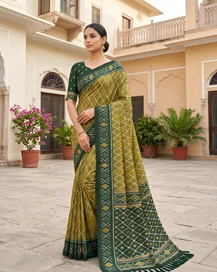 Soft Premium Silk Saree | Patola Design | Zari Pallu | Meenakari Border - Rosepetals Luxe