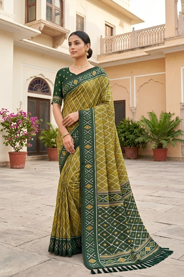 Soft Premium Silk Saree | Patola Design | Zari Pallu | Meenakari Border - Rosepetals Luxe