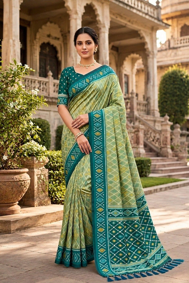 Soft Premium Silk Saree | Patola Design | Zari Pallu | Meenakari Border - Rosepetals Luxe