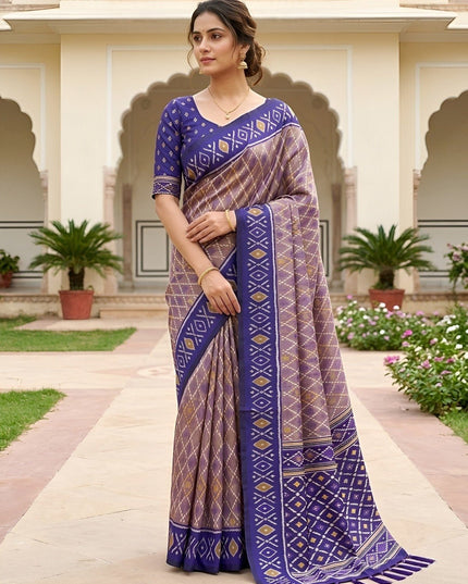 Soft Premium Silk Saree | Patola Design | Zari Pallu | Meenakari Border - Rosepetals Luxe