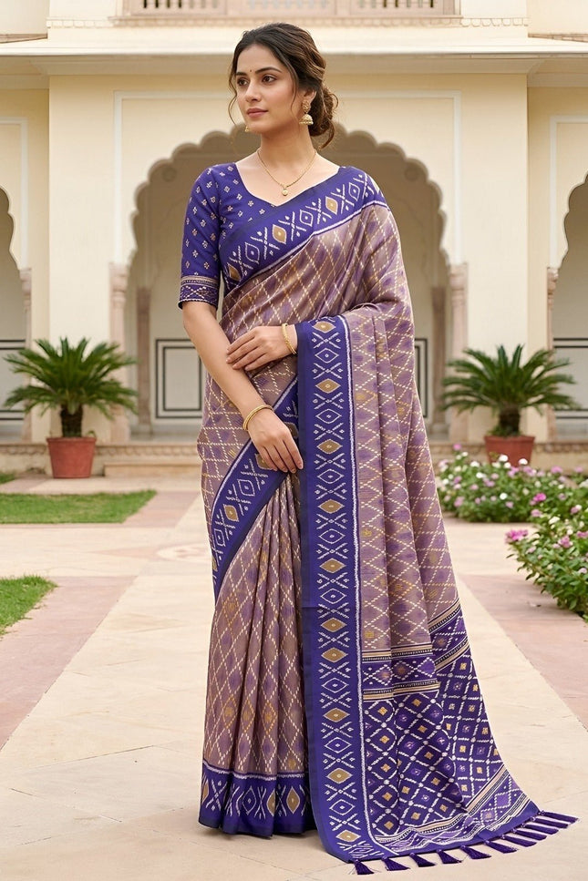 Soft Premium Silk Saree | Patola Design | Zari Pallu | Meenakari Border - Rosepetals Luxe