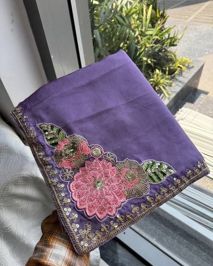 Soft Rangoli Silk Saree with All Over Embroidery Butta, Cutwork Border and Embroidered Blouse Piece - Rosepetals Luxe