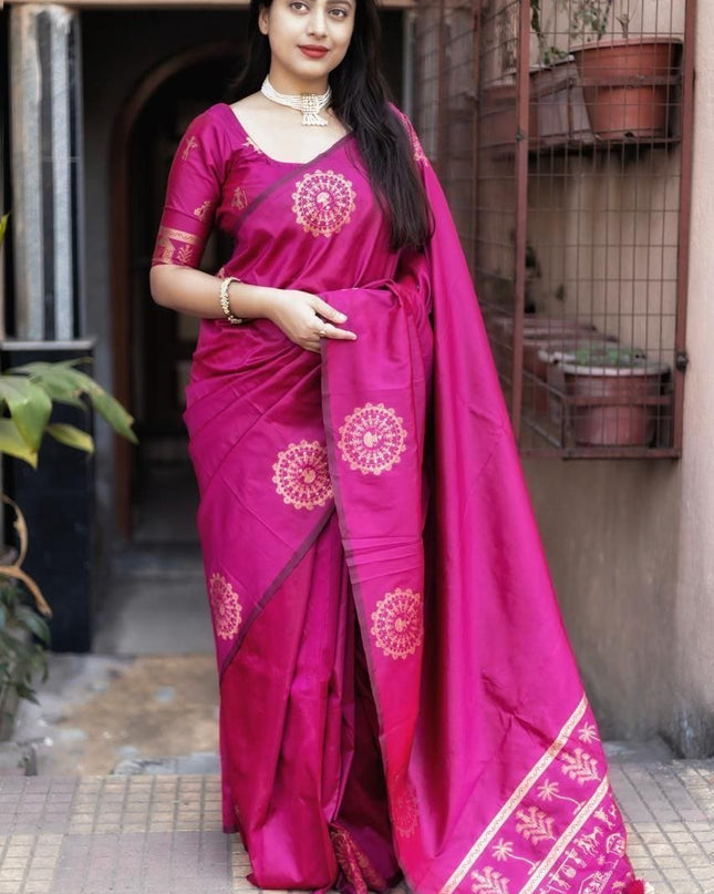 Pure Cotton Ikkat Print Sarees With Unstitched Blouse Piece | Feel Like Luxury - Rosepetals Luxe