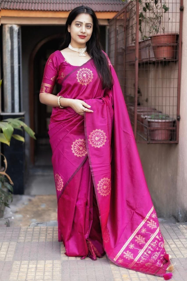 Pure Cotton Ikkat Print Sarees With Unstitched Blouse Piece | Feel Like Luxury - Rosepetals Luxe