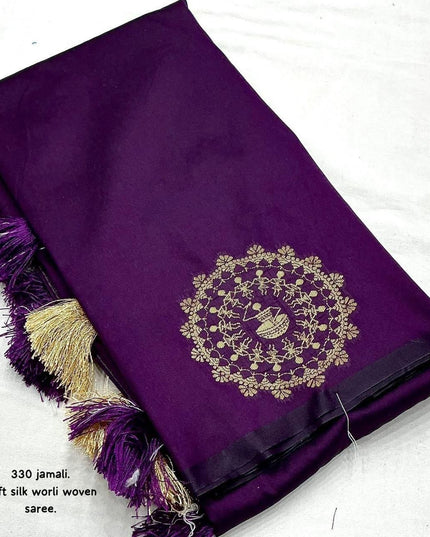 Soft Silk Worli Zari Woven Saree with Rich Pallu & Tassels - Rosepetals Luxe
