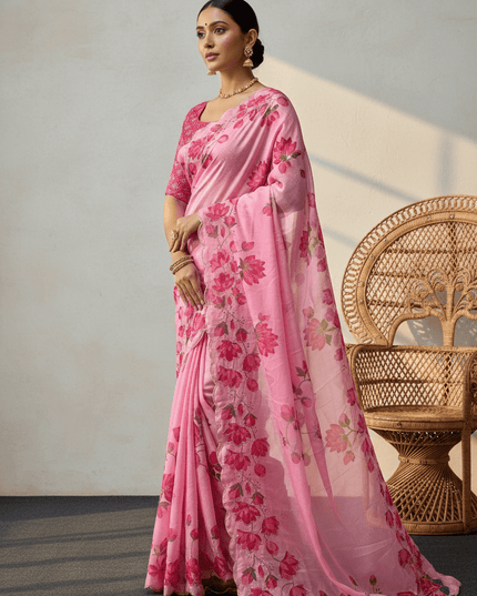 Soft Tabi Silk Kamal Print Saree | Cut Dana Handwork | Patola Blouse - Rosepetals Luxe