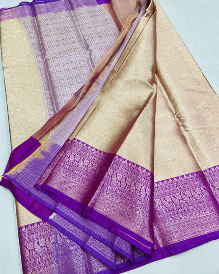 Soft Tissue Cotton Saree | Zari Border | Onam & Festive Wear - Rosepetals Luxe