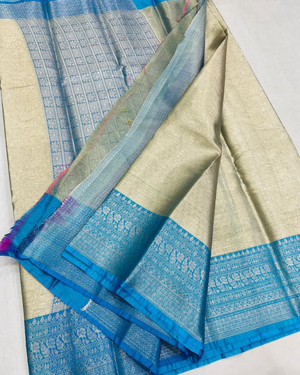 Soft Tissue Cotton Saree | Zari Border | Onam & Festive Wear - Rosepetals Luxe