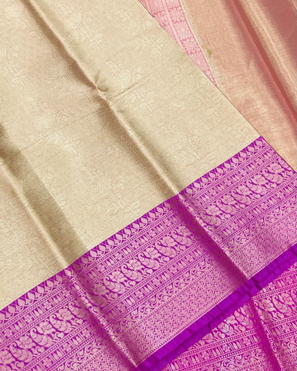 Soft Tissue Cotton Saree | Zari Border | Onam & Festive Wear - Rosepetals Luxe
