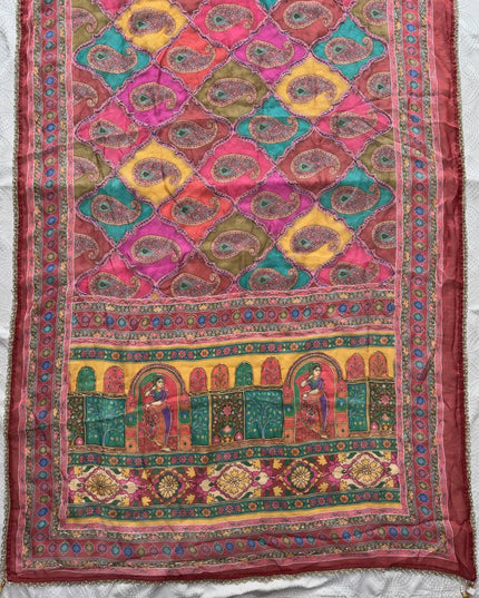 Space Silk Laheriya Saree with Bhungali Work - Rosepetals Luxe